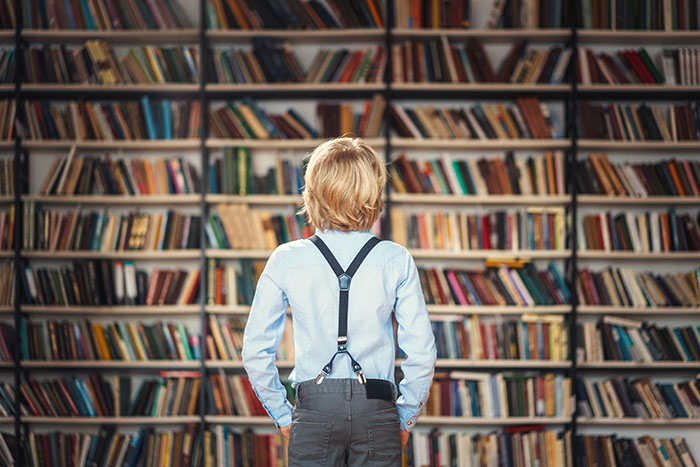 Boy in the library image