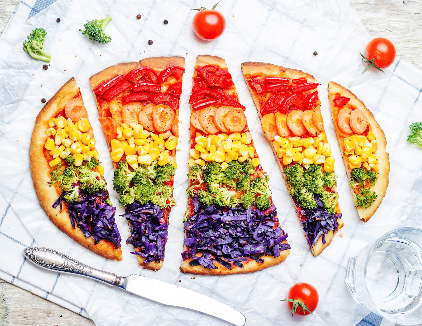 rainbow vegan pizza image