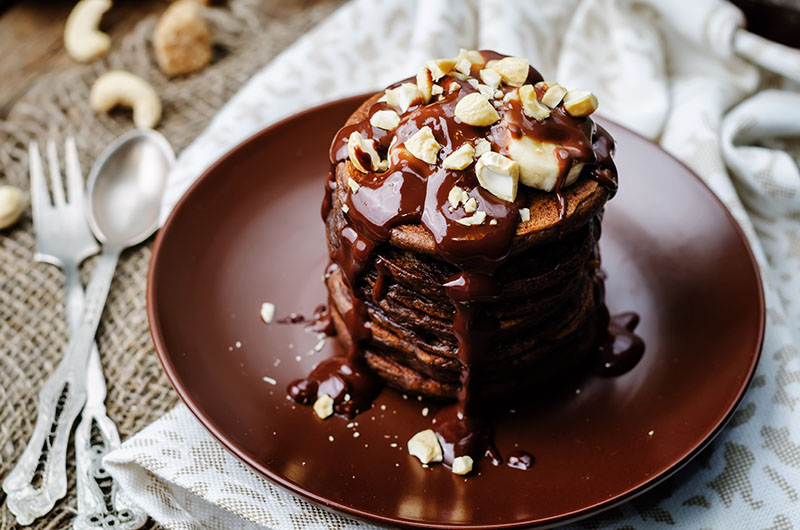 chocolate vegan pancakes image
