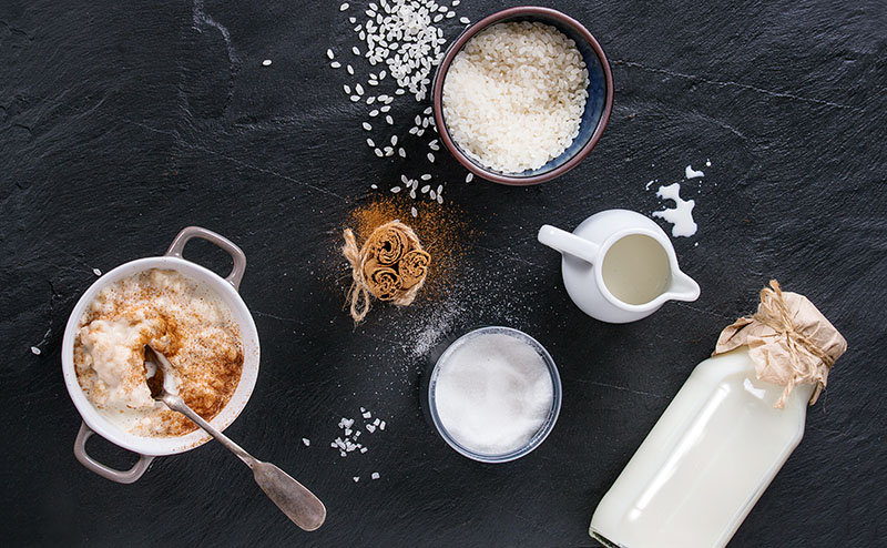 Ingredients for making vega rice pudding image