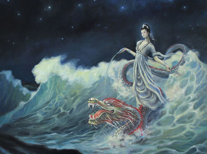 Guan Yin Rides the Dragon Image