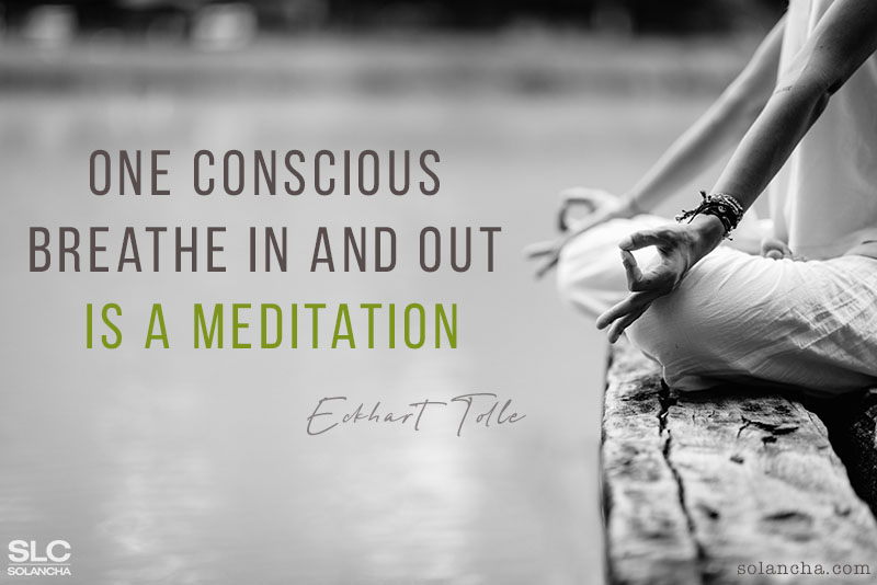 Eckhart Tolle Quote About Meditation and Breathing Image