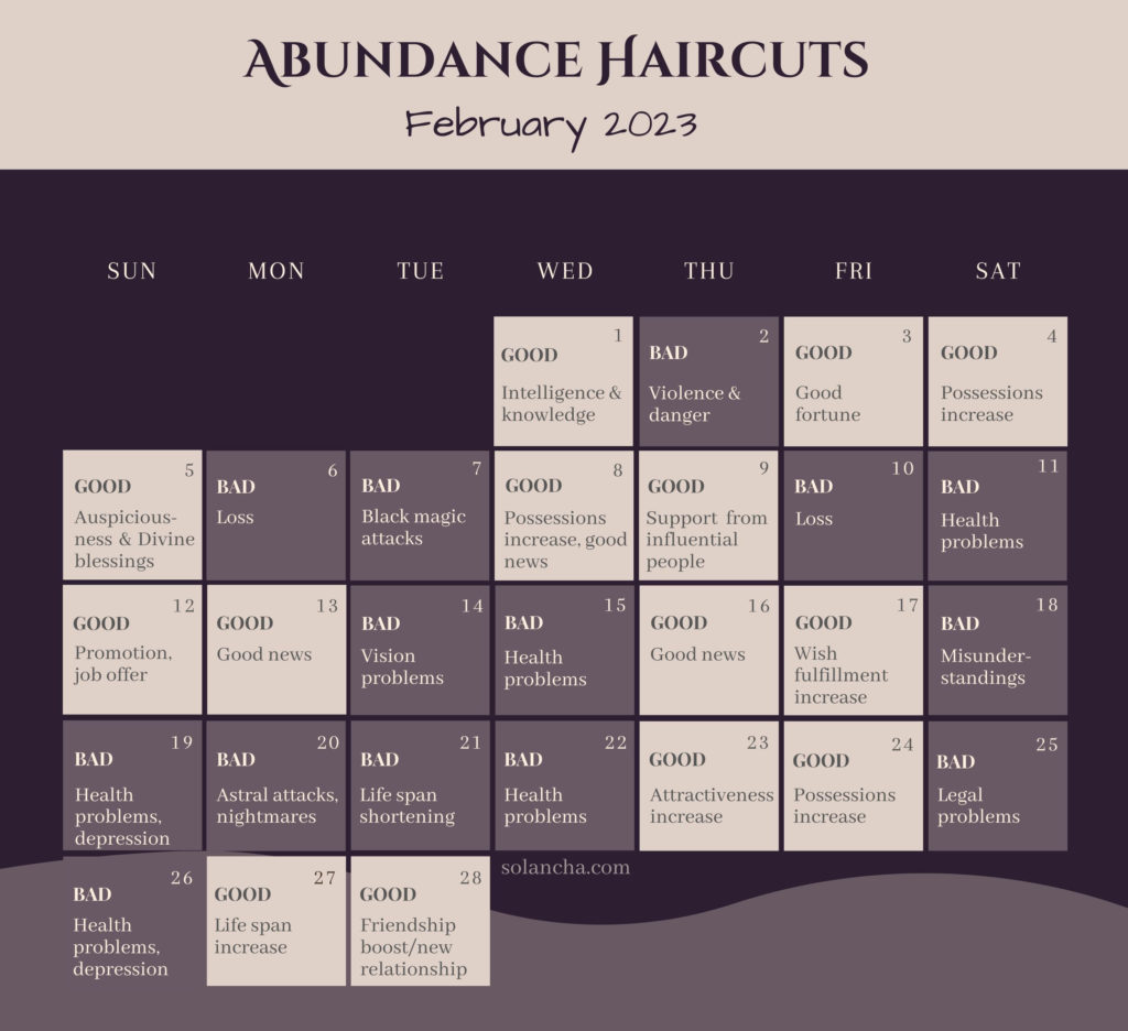 Abundance Haircuts In February 2023 Calendar