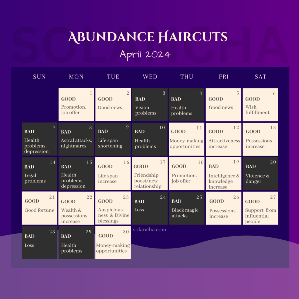 Abundance Haircuts In April 2024 Calendar