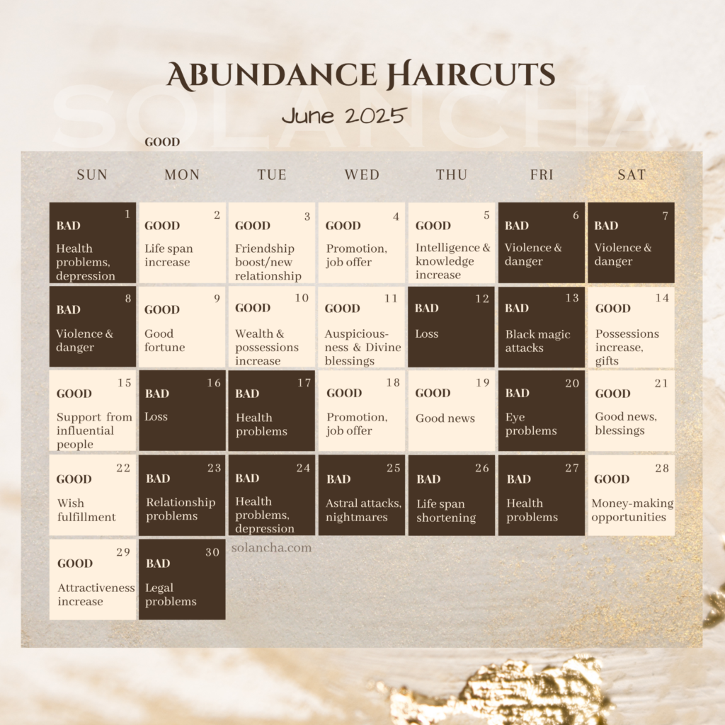 Abundance haircuts in June 2025 calendar Image