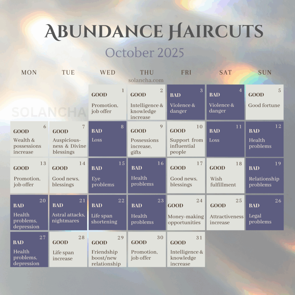 Abundance Haircuts In October 2025 Calendar Image